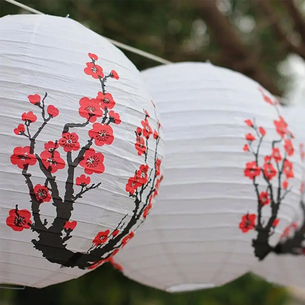 Plum Blossom Round Paper Lantern Lamp 30/35cm Chinese Oriental Style Spring Festival Restaurant Wedding Home Decor Gifts