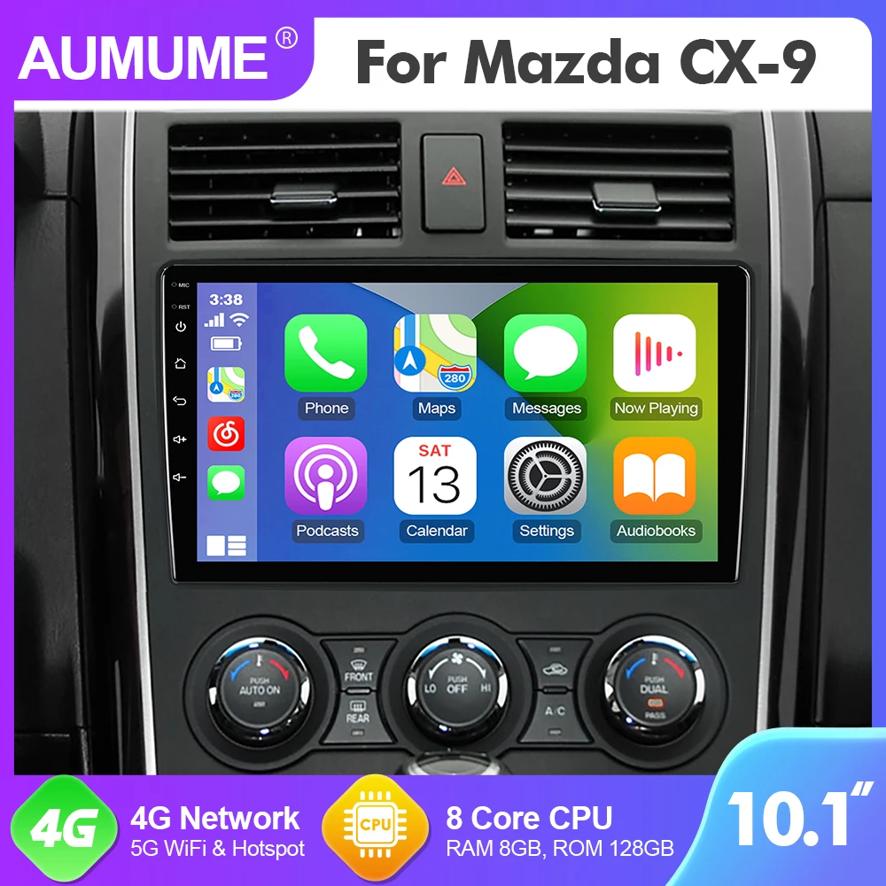 

Автомобильный радиоприемник 10,1 дюймов Android 12 для Mazda CX9 CX-9 2006-2016, автомобильный мультимедийный плеер Carplay, 8-ядерный, Wi-Fi, Авторадио 2din