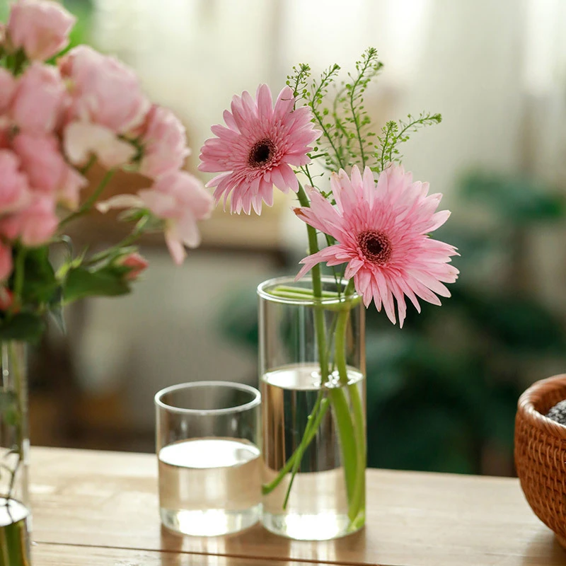 6.5x6/8/10/15/18cm Glass Flower Vase For Centerpieces Clear Cylinder Vase Glass Candle Holder For Small Tealight Candles 5