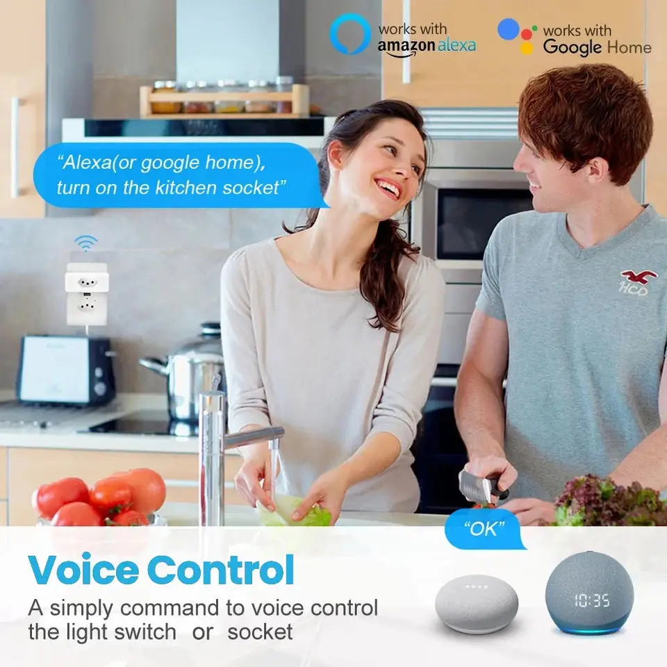 Smart Plug Tuya EWeLink 16A Brazil Standard WiFi Smart Plug With Power Monitor Smart Life APP Socket Voice Work For Google Home Alexa