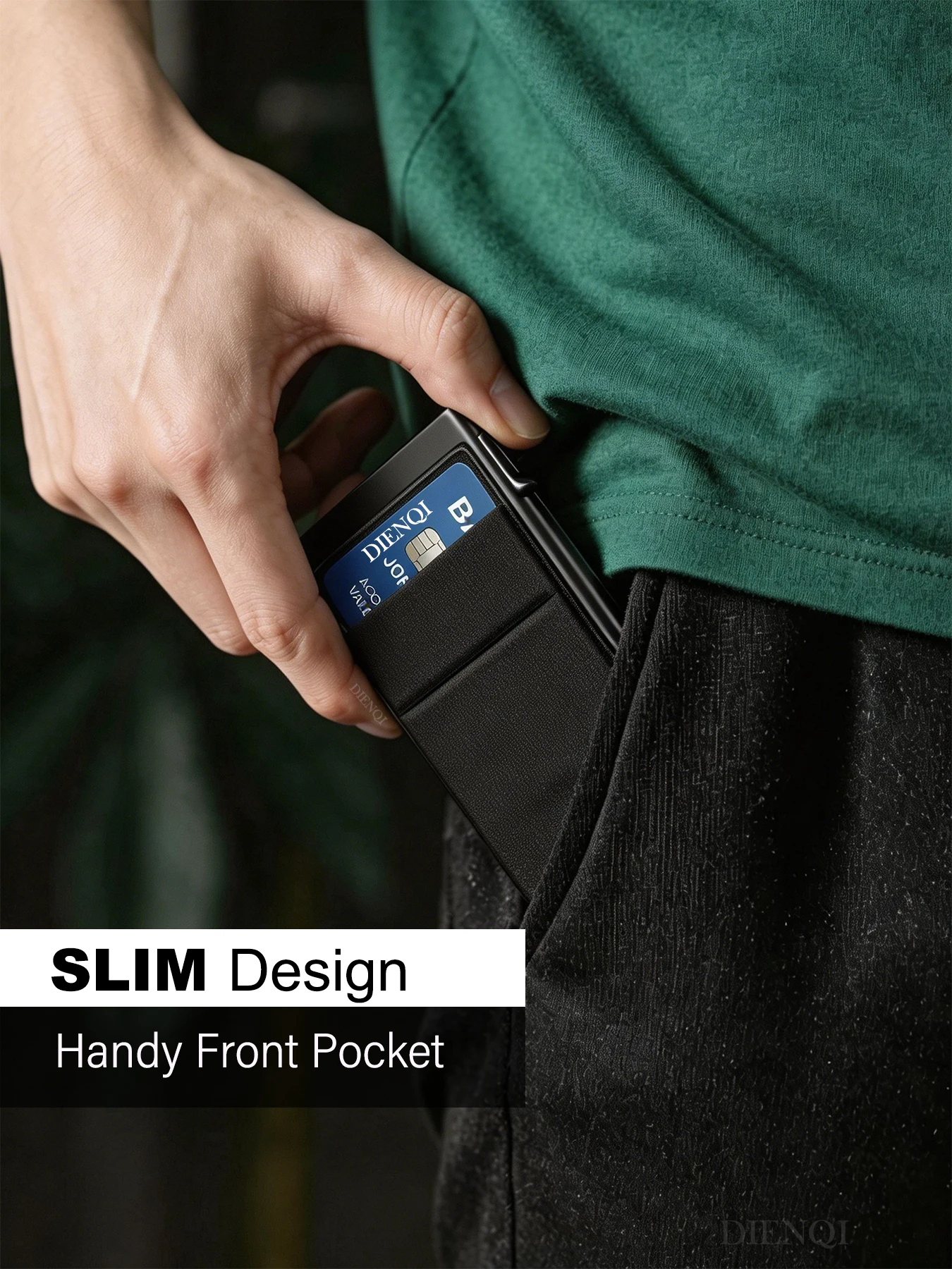 Slim RFID Protection Minimalist Wallet – Metal Card Holder with Automatic Pop-Up Feature
