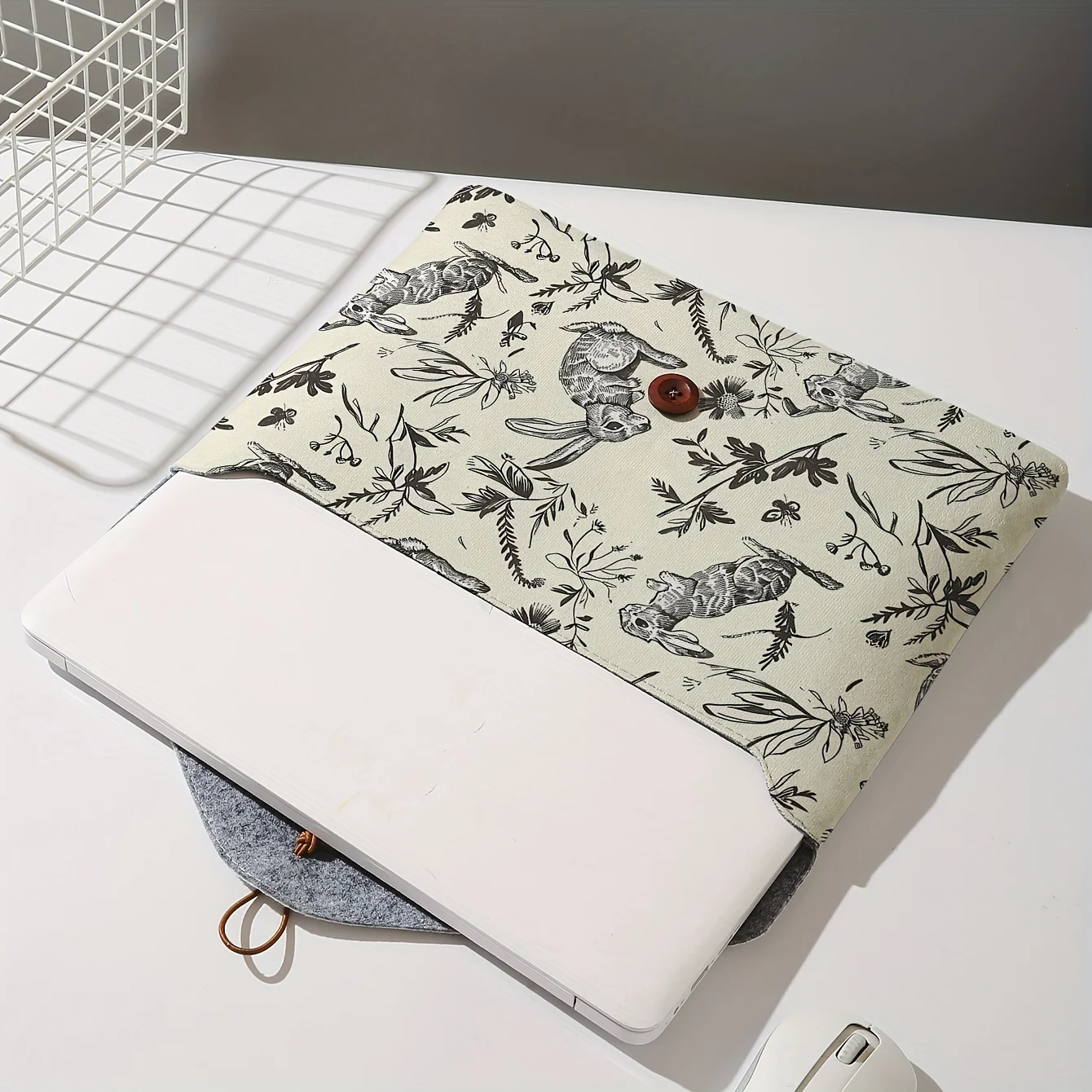 Rabbit print pattern laptop bag with soft laptop fabric cover, suitable for laptop soft cover storage and tablet storage bag