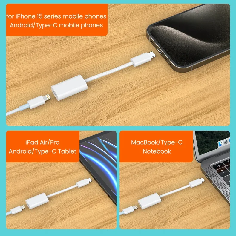 USB C To Lightning Fast Charging Cable Adapter for iPhone 15 Pro Max Plus Data Sync Cord USB Type C to iOS Connector accessories