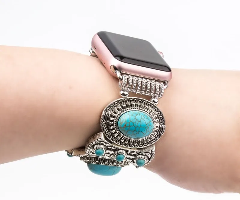 Turquoise strap for Apple watch band 49mm 45mm 44mm 42mm 41mm 40mm Jewelry Elastic Bracelet Wristband iWatch Ultra 8 7 6 5 4 SE