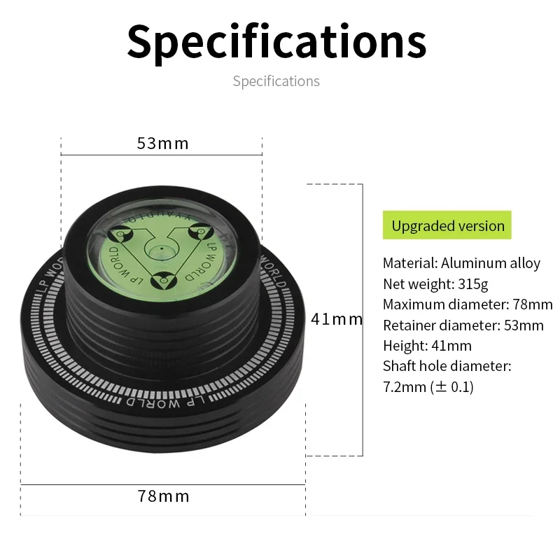 50Hz Alloy LP Vinyl Record Player Disc Turntable Stabilizer Level Aluminum Weight Clamp Music Player
