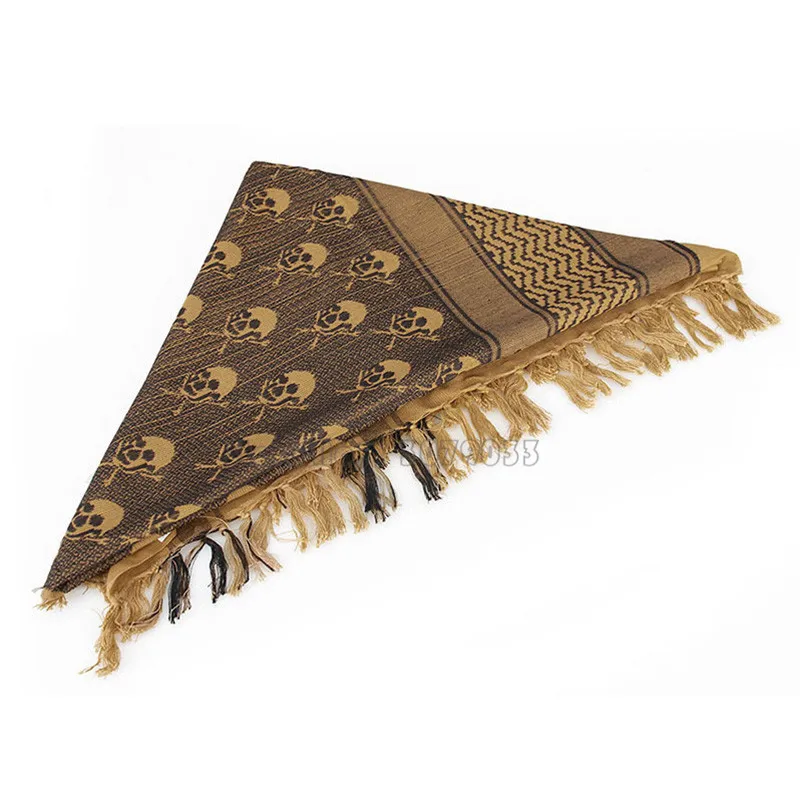100% Cotton Multifunction Tactical Desert Skull Head Scarf Shemagh Arabic Keffiyeh Bandana Scarves 2