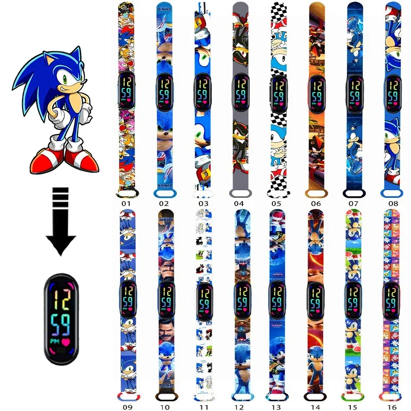 Pokemon Sonic Cartoon Per Bambini Amy Rose Anime Character Bracciale Watch Led Touch Orologio Impermeabile Regali Sportivi Giocattoli Di Natale