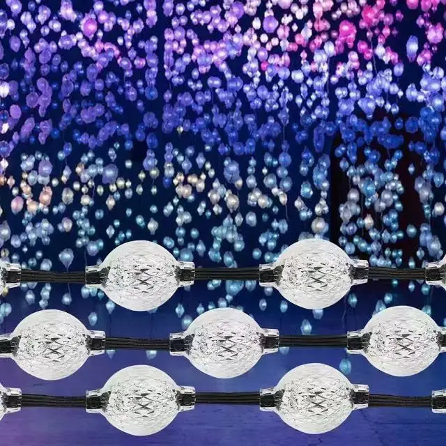 30 Pixels/Set 23mm Addressable RGB 3D LED Pixel Ball Light DC12V WS2811 IC 2LEDs/0.48W IP68 Clear/Black Wire 3 core xConnect