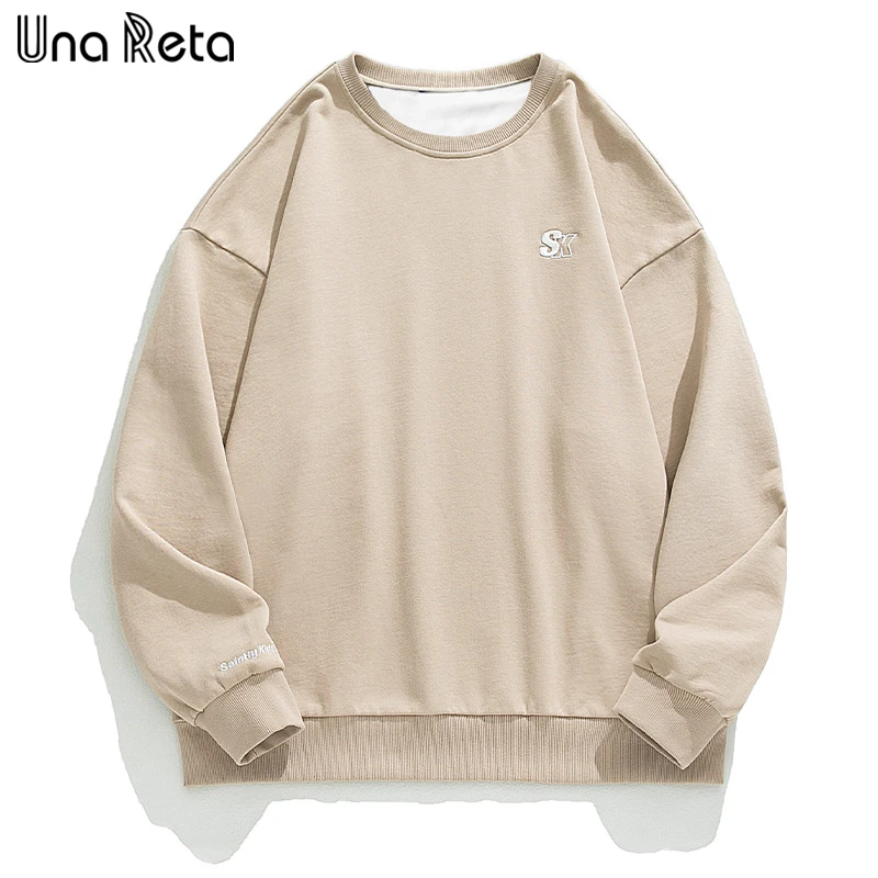 

Una Reta Sweatshirt Men Spring New Hip-Hop Pullover Tops Men Casual Solid Embroidery Harajuku Couples Sweatshirts