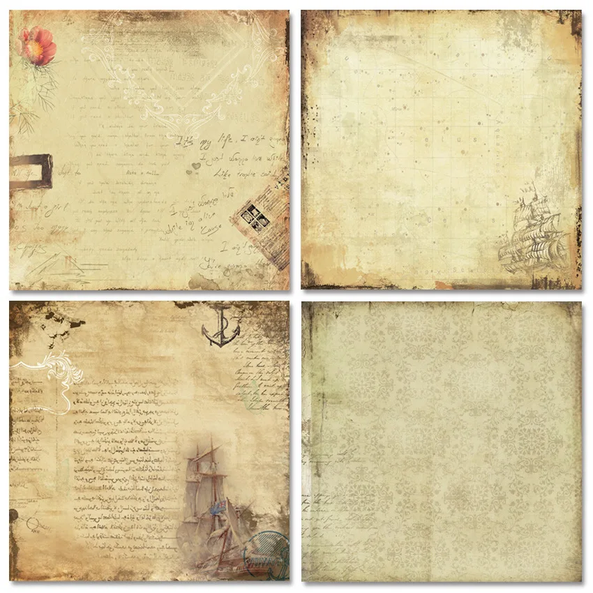24Sheets/Set Vintage Flower Material Ppaper DIY Scrapbooking Journal Base Collage Photo Props Gift Wrapping Decoration Paper