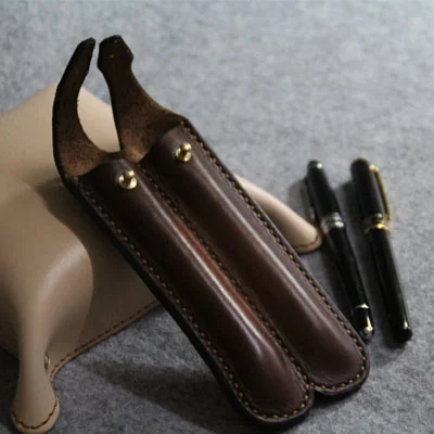 

Handmade Creativity Simplicity Leather Double Pen Bag Pencil Case Pen Cover