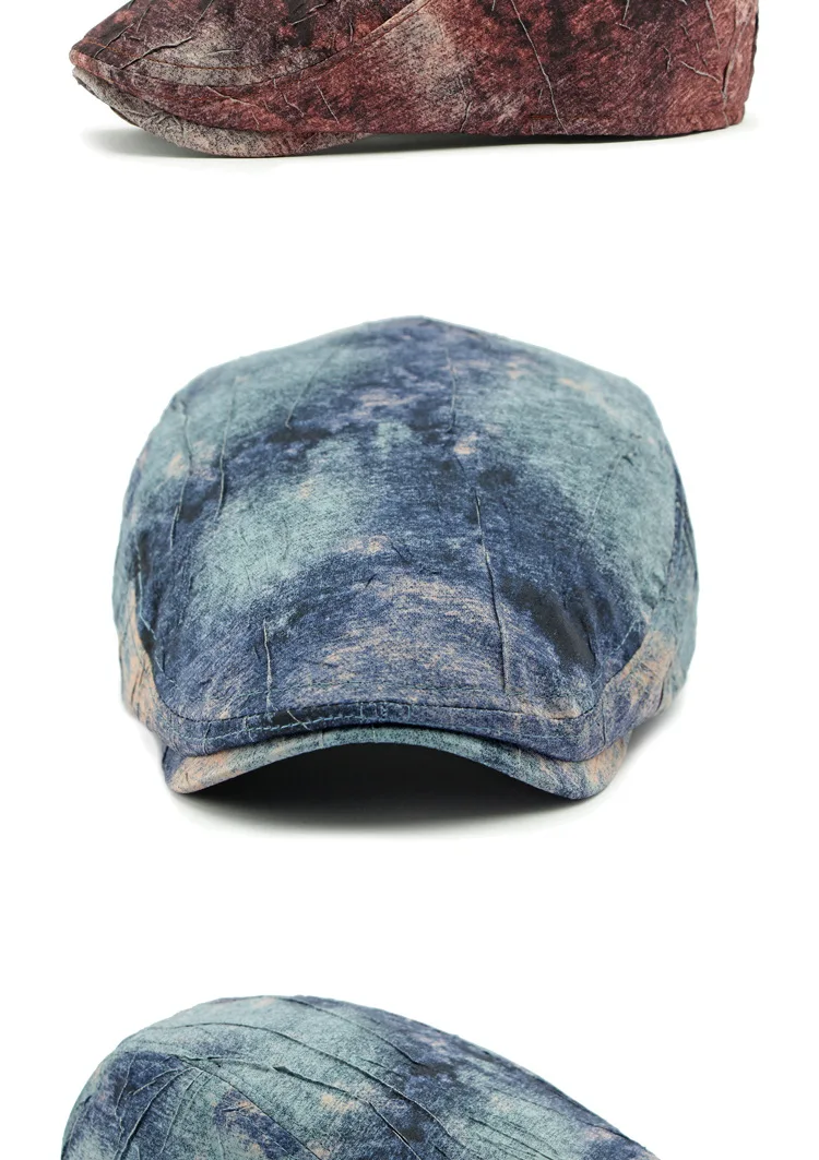 2026 Frühling Sommer Amerikanische Batik-Sternenhimmel-Kappe für Damen, Britische Retro-Faltmütze, Personalisierte Graffiti-Baskenmütze für Herren – Detail 10