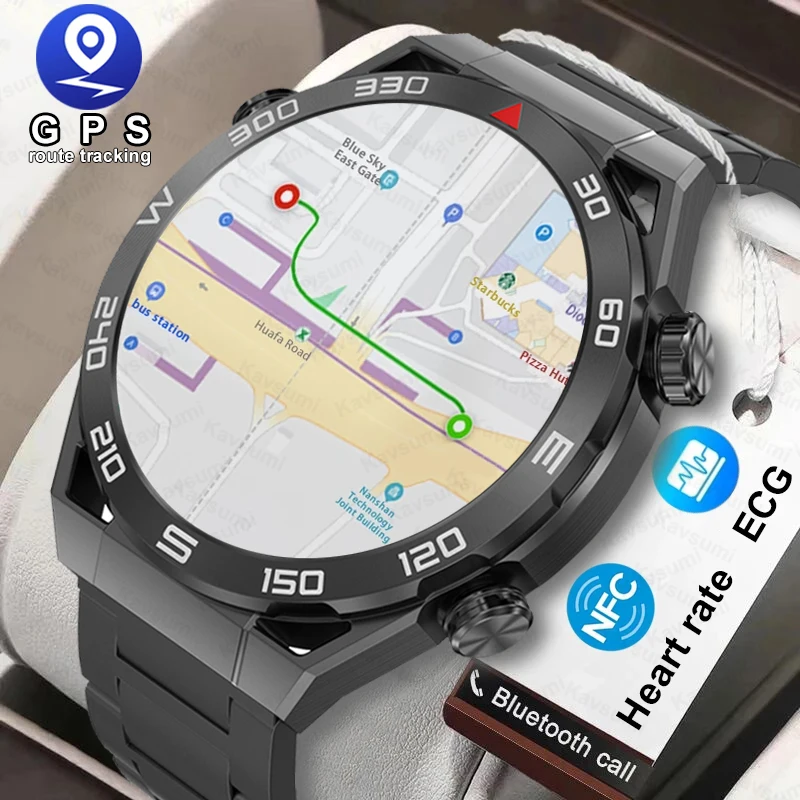 

For Huawei Xiaomi NFC Smart Watch Men GPS Tracker AMOLED HD Screen Heart Rate Bluetooth Call IP68 Waterproof SmartWatch 2024 New