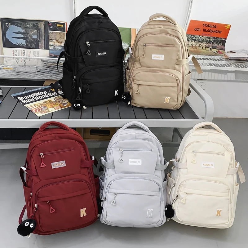 

Waterproof Buckle Girls Boys school Backpack Simple fashion style solid color large volume high quality Sports Laptop Backpacks