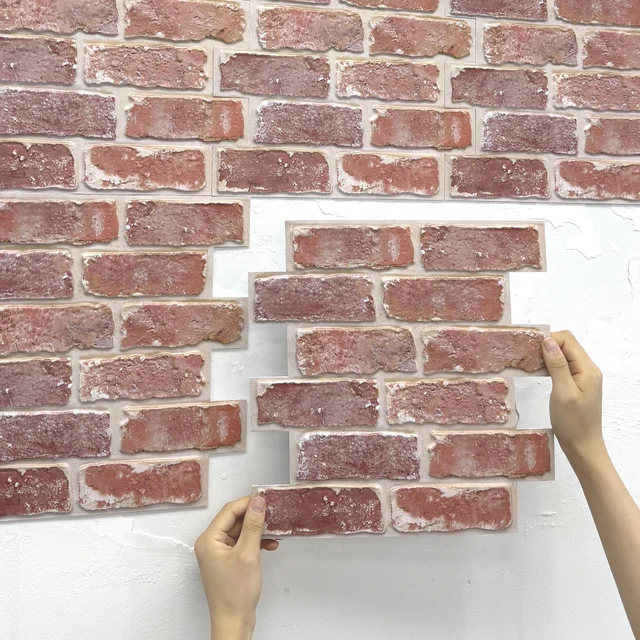 10 ชิ้น 3D ผนังแผง Peel และ Stick, 3D อิฐสติ๊กเกอร์ติดผนัง, กาวกระเบื้อง Backsplash ห้องครัว, ตกแต่งห้องน้ํา 1