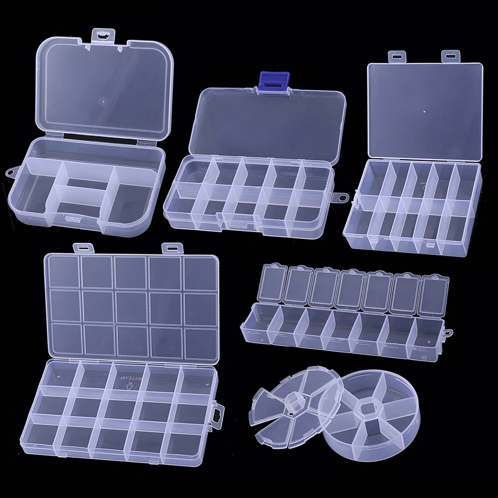 5//10/15 Grids Clear Plastic Storage Jewelry Box Compartment Container for Beads Crafts Jewelry Fishing Tackles Earring Box Case 7 slots rectangle plastic jewelry grids compartment plastic storage box earring bead screw holder case for display