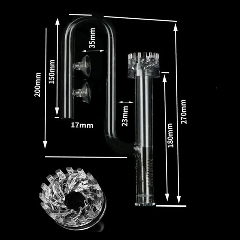 Aquarium ADA style 13/17mm Glass Lily Pipe Inflow Outflow