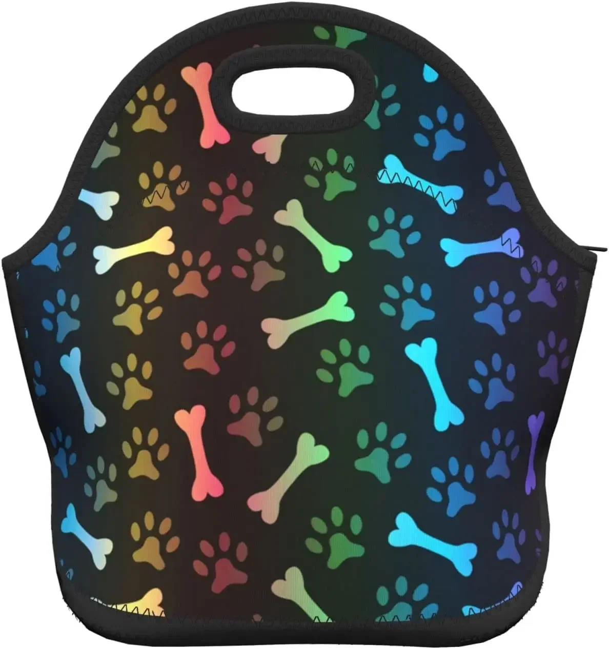 

Большая неопреновая сумка для ланча, изолированная коробка для пикника с радужной собакой и кошачьей лапой, многоразовая, моющаяся, для работы, путешествий, рыбалки