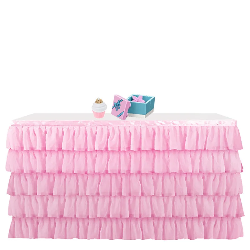 Tulle Tutu Table Skirt Tablecloth Korean Organza White Pink Tableware Decoration Wedding Birthday Baby Shower Party Decoration