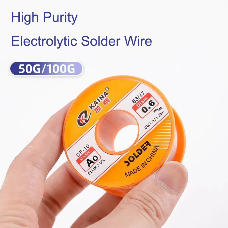 Soldering Wire Soldering Tin Wire Welding Wires 50/100G 0.5mm-2mm No-Clean Rosin Core Solder Tin Wire Reel 63/37 CF-10 2% Flux Low Melting Point For Electric DIY Weld