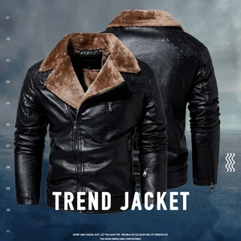 Abbigliamento in pelle da uomo di marca commercio abbigliamento da uomo in pile spesso sottile locomotiva giacca in pelle da uomo abbigliamento esterno abbigliamento indumento 1