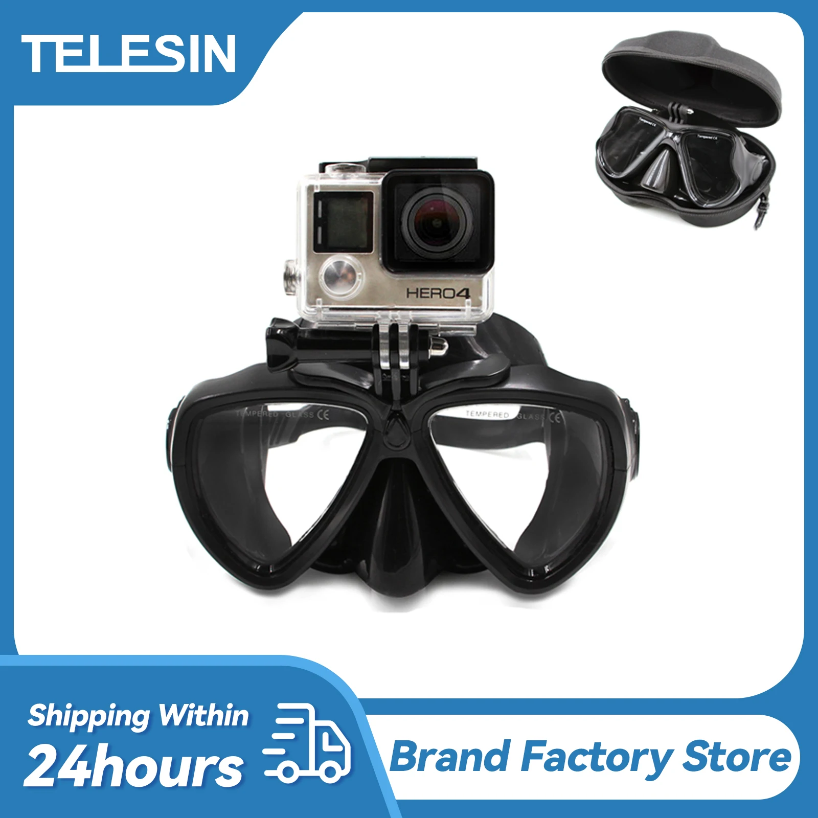 

TELESIN Diving Mask Swimming Goggles Diving Snorkeling Glass Scuba for GoPro 12 Hero 12 11 10 9 8 7 6 Max Insta360 Action Camera