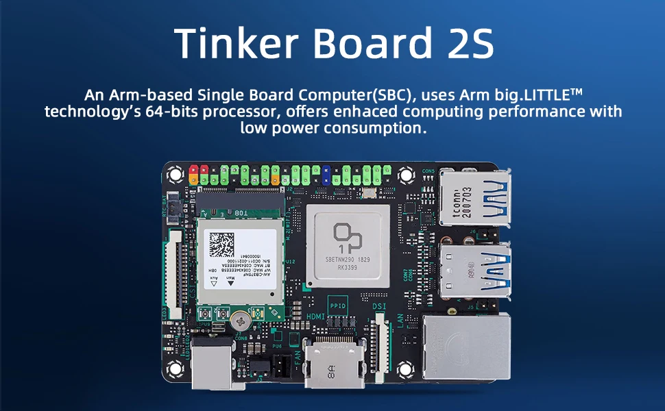 ASUS Tinker Board 2S Single Board Computer Rockchip RK3399 SOC DuaI-CH LPDDR4 4G