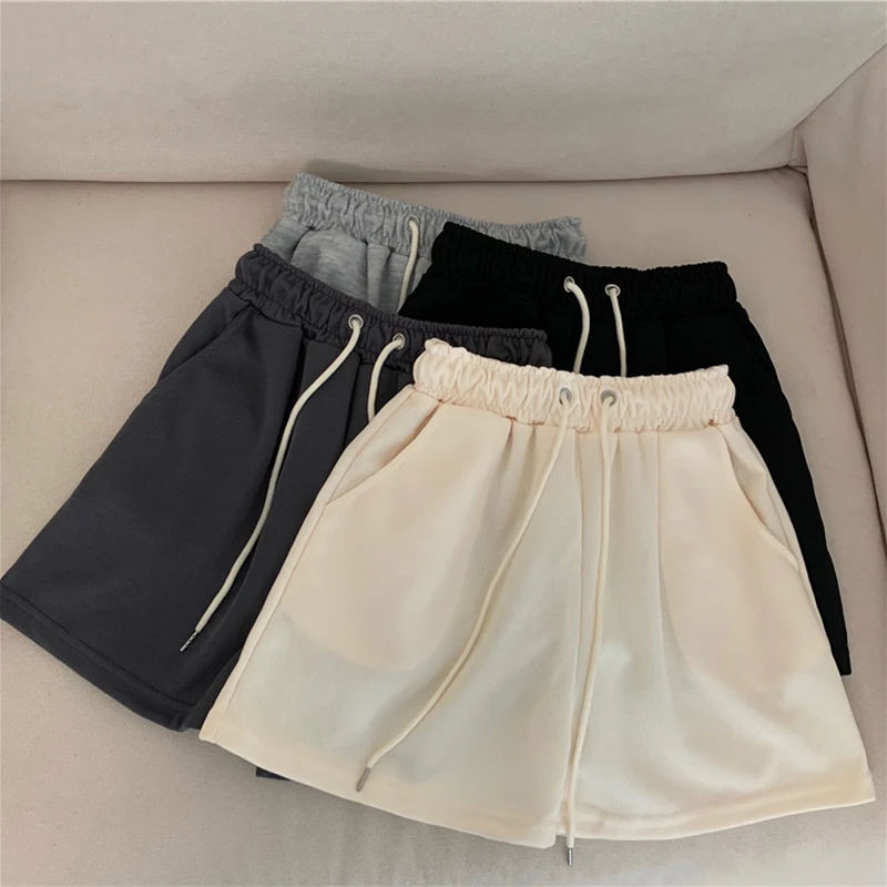 

4Colors Summer shorts 2022 High Elastic Waist Shorts Womens Korean style girl Casual Sport Wide leg Shorts womens (L1030)