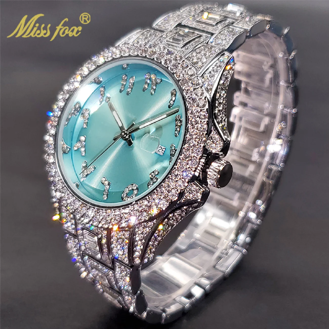 

MISSFOX Fashion Brand Street Style Hip Hop Unisex Quartz Watches Shiny Diamond Timepieces Wedding Party Jewelry New Dropshipping