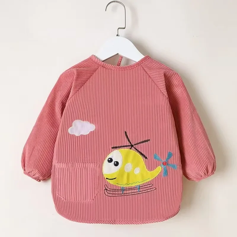 Children's Apron Dress Waterproof Dirty Proof Long Sleeve Baby Bib Skirt Girl Style Protective Clothing for Autumn Winter