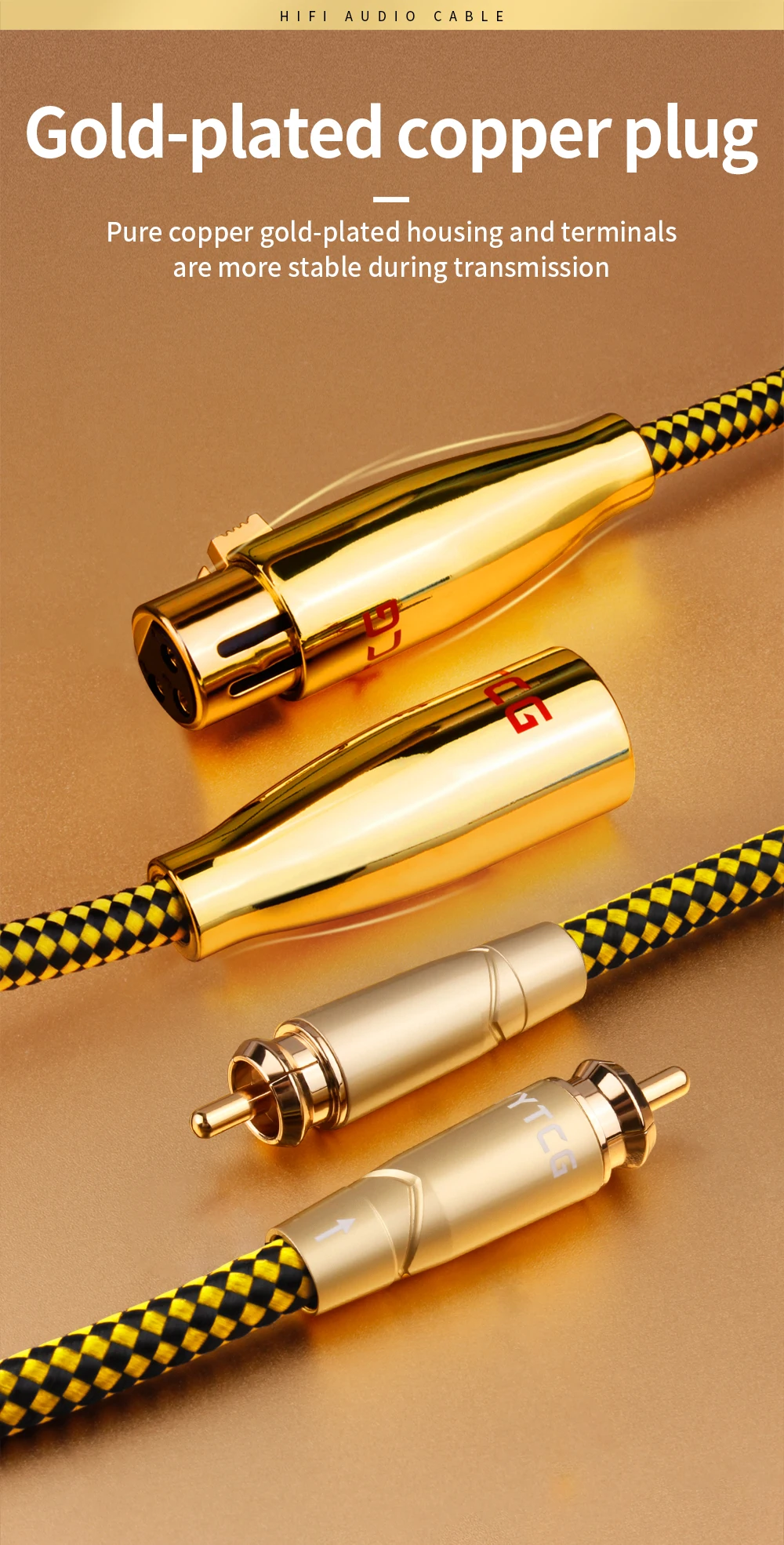 2RCA para 2XLR, 6N OCC, Alto Desempenho, 1 Par