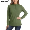 KEFITEVD Women's UPF 50+ T-Shirts Sun Protection 1/4 Zip Long Sleeve Quick Dry Shirts Sport Running Elastic Breathable Outdoor 3