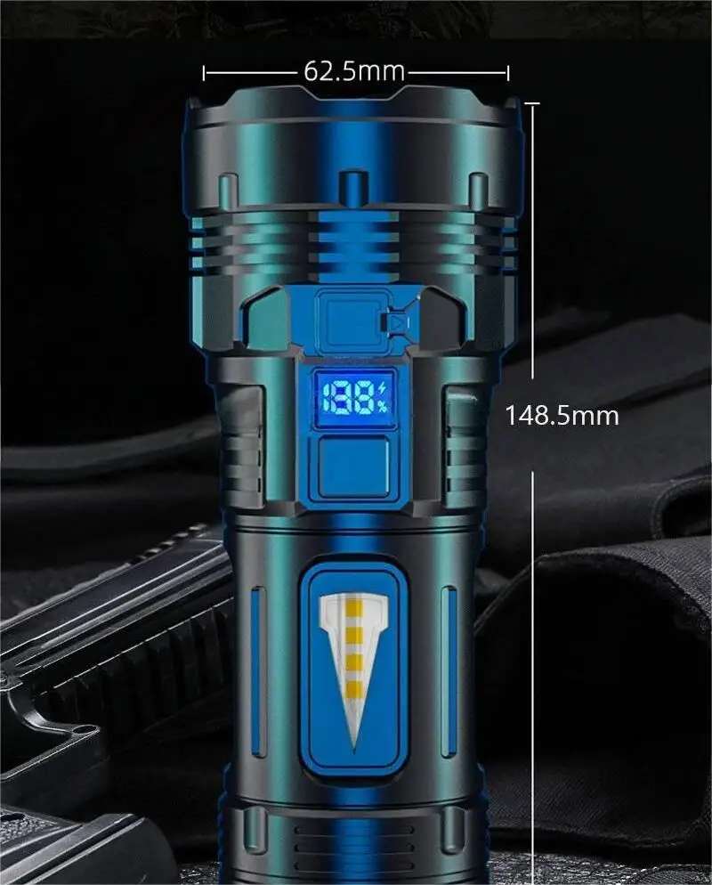 Description Picture 2 of itemPowerful Flashlight With 7 Lamp Beads Super Tactical Light With Cob Side Light Camping Lantern Usb Rechargeable Outdoor Torch