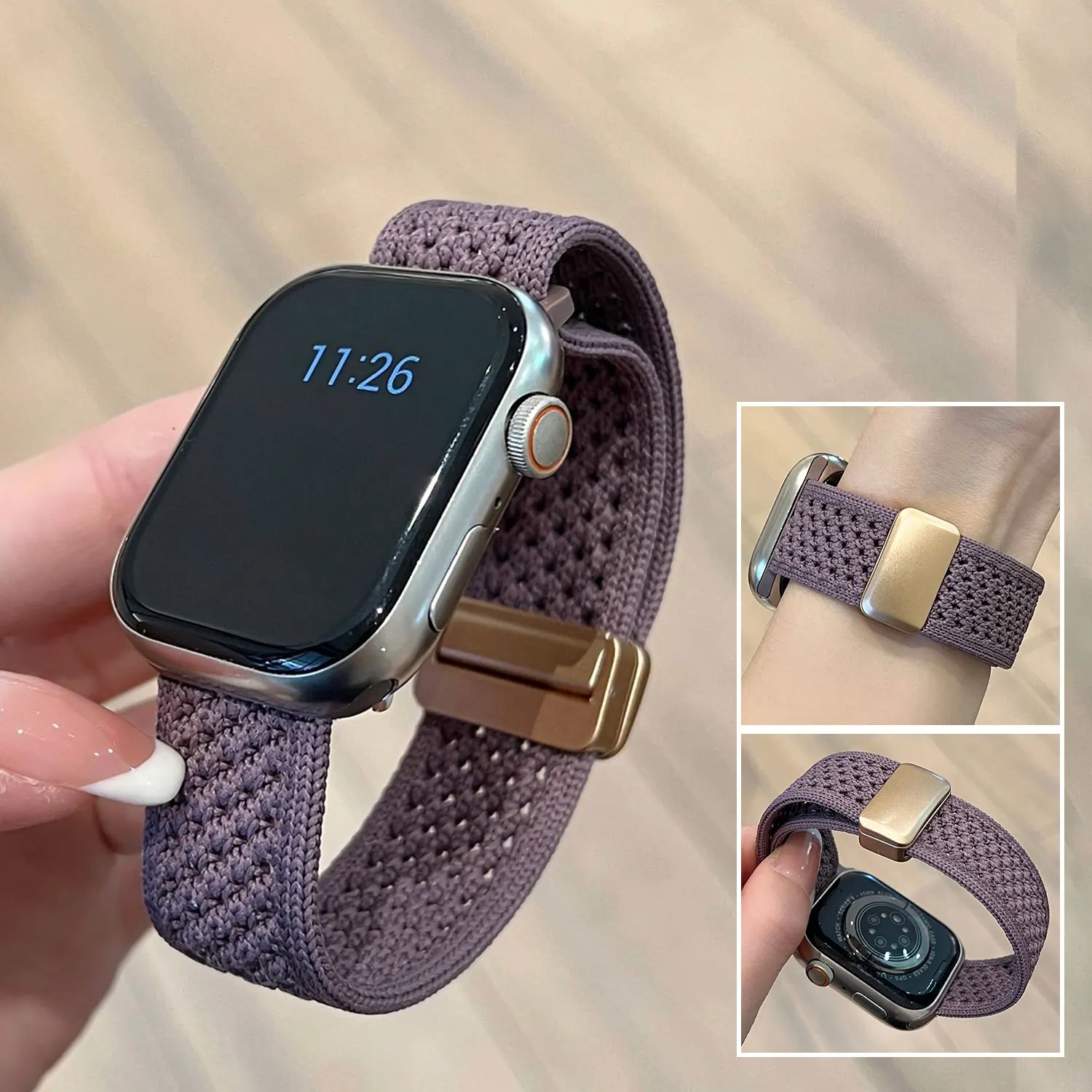Atmungsaktives Nylonarmband für Apple Watch 44-mm-Armband Ultra 49 mm S10 46 mm 42 mm 45 mm 40 mm 41 mm 38 mm Hundert-Armbänder für IWatch-Serie – Detail 13