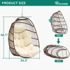 Hanging Egg Swing Chair, Outdoor Wicker Hammock Chairs Without Stand UV Resistant Cushion 350lbs for Patio, Patio Swing 6