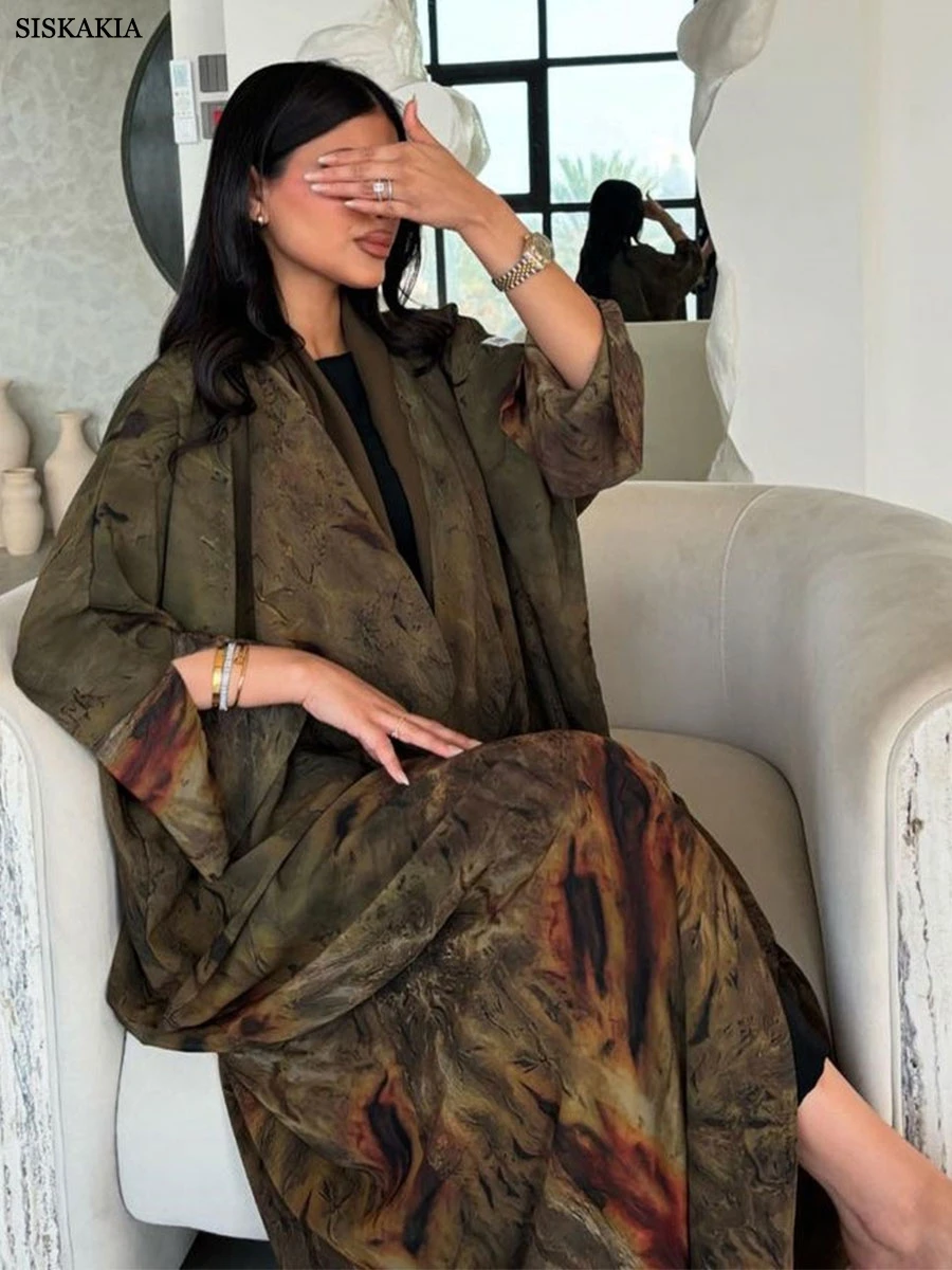 سيسكاكيا رمضان دبي عباية طويلة الأكمام بتلات قفطان...