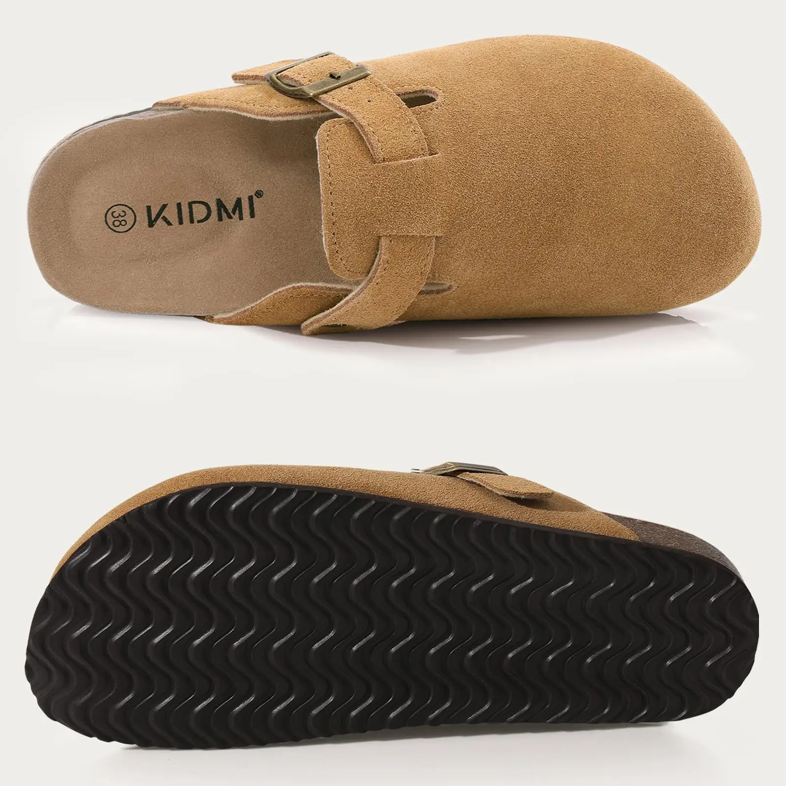 Kidmi módní dřeváky pro ženy bačkory moka muly muži korek footbed domácí sandály s oblouk podpora móda kůže brambor boty