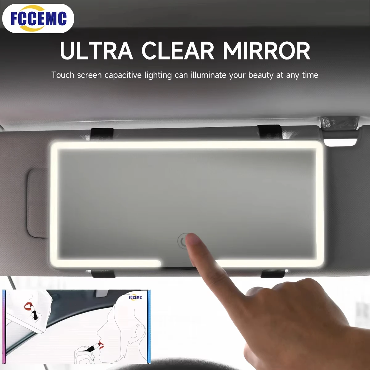 Makeup Mirror Car Interior Mirrors Sun Visor Plate LED HD Rechargeable Fill Light Universal Thin Vanity Mirror for Girls Women