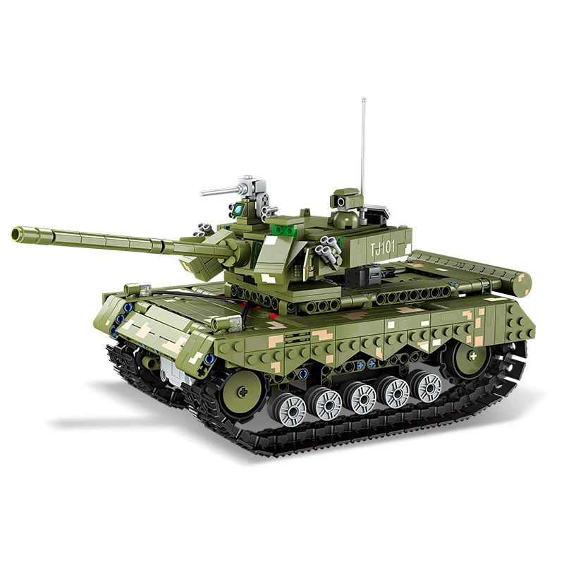 Technical China Tj101 Main Battle Tank Modern Military Radio 2.4Ghz Remote Control Model Building Block Ww2 Brick Rc Toys