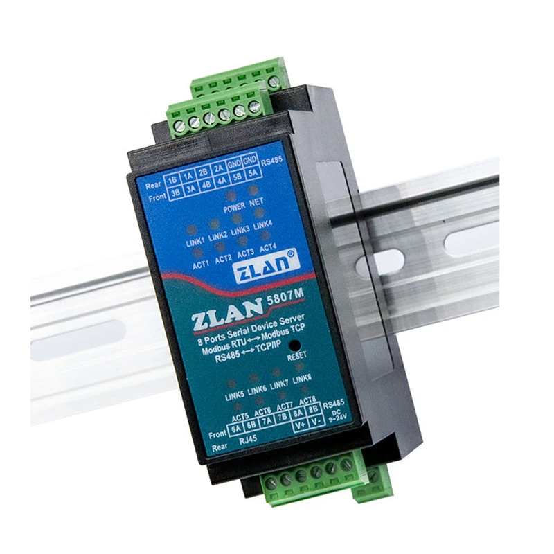 ZLAN5807M 8포트 RS485 이더넷 TCP IP 모드버스 게이트웨이 RTU에서 TCP MQTT JSON 변환기