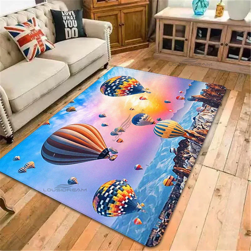 

Colorful Hot Air Balloons Pattern Decorative Carpet Children's Bedrooms Floor Pad Can Customize Rug Living Room Cushion Door Pad