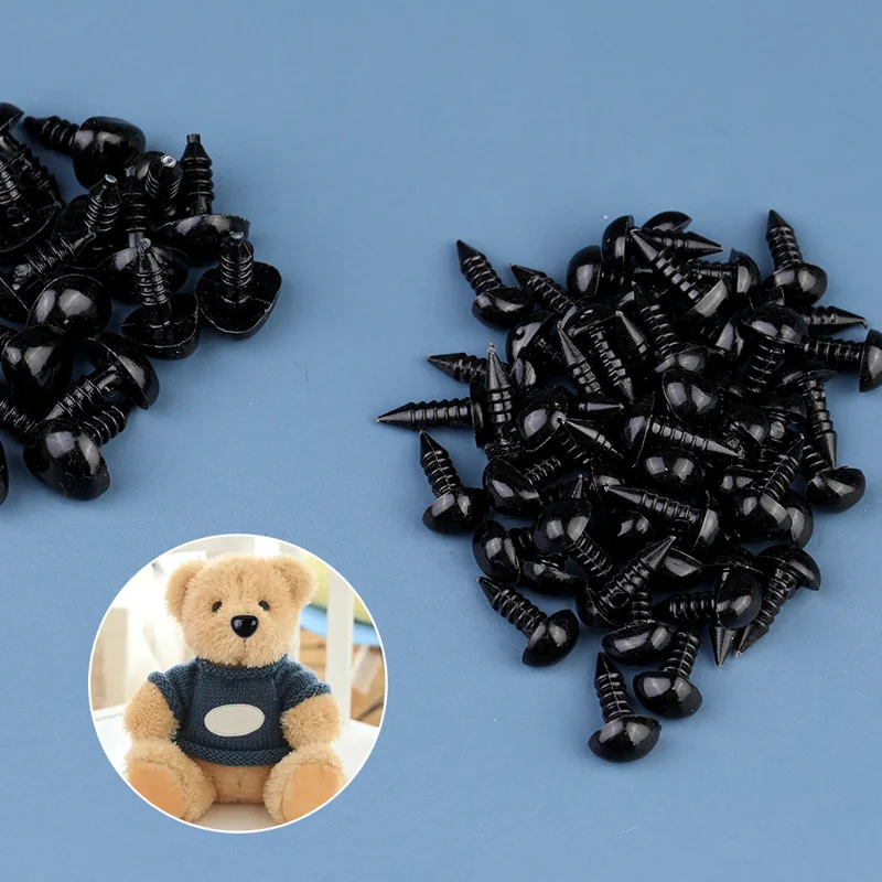Fenrry 100Pcs/Lot Black Triangle Noses Plastic Safety Noses Doll Animal Dog Noses for Bear Stuffed Toys DIY Wool Felting Tools