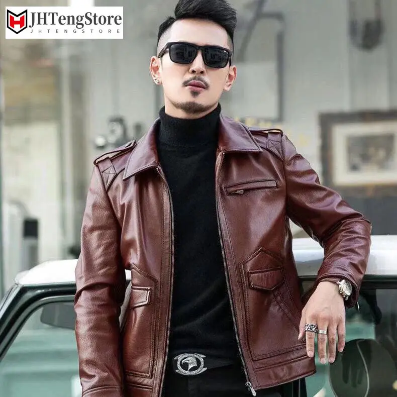 

2022 Spring Autumn Men's New Real Leather Coats Clothing Male Thin Genuine Sheepskin Jackets Men Slim Fit Leather Jacket W63