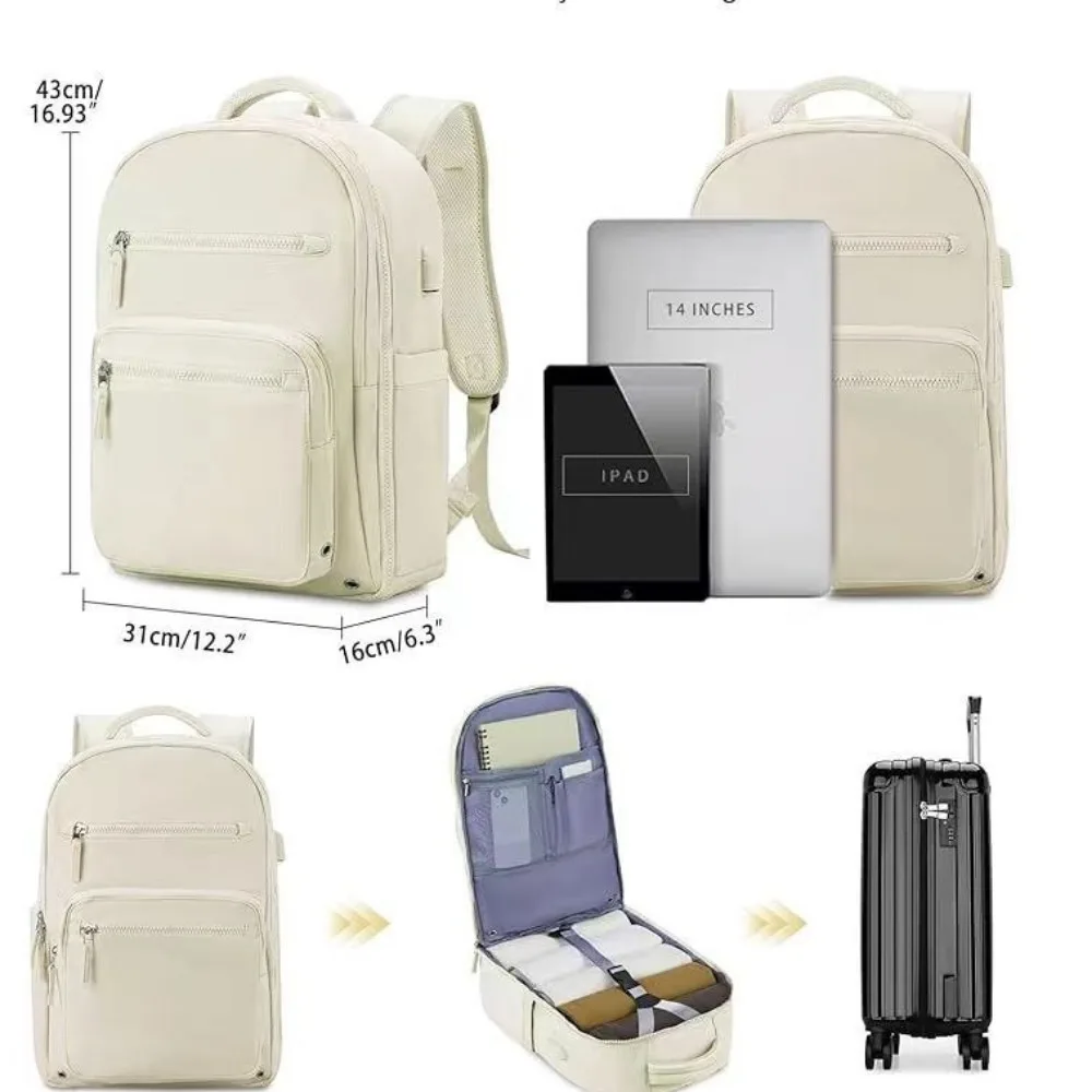 New Women Laptop Backpack 16inch Teenage Girl USB Charging School Backpack Independent Shoe Bag Travel Backpack Outdoor Backpac