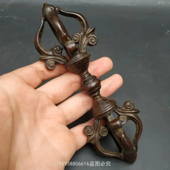 

Copper Antique Collection Alloy Imitation Purple Copper Nepalese Tibetan Large Five Strand Diamond Demon Subduing Pestle