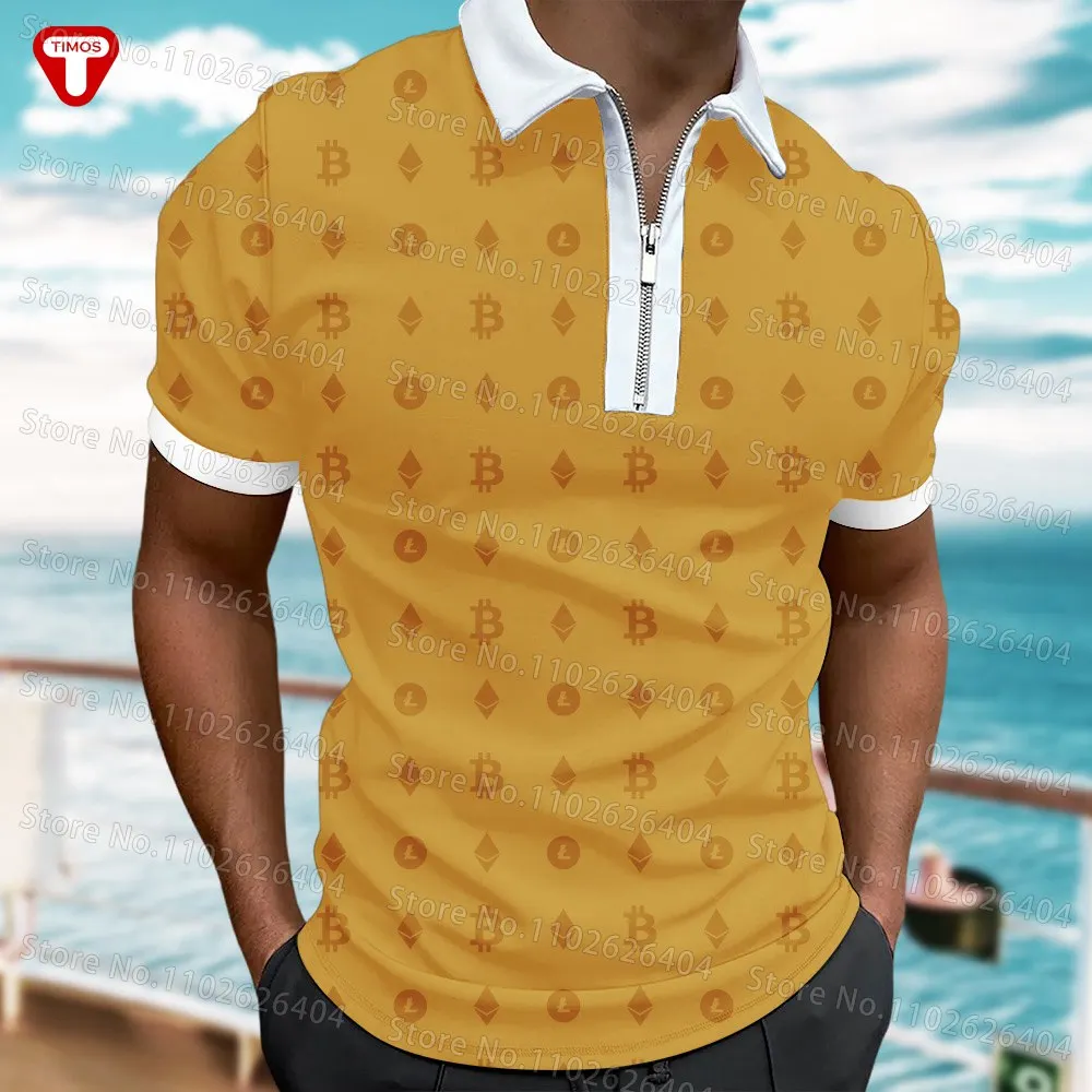 

Cryptocurrency Bitcoin Blockchain Trend Polo Summer Men's and Women's Casual Short Sleeve Shirts Programmer Miner Interest T-shi