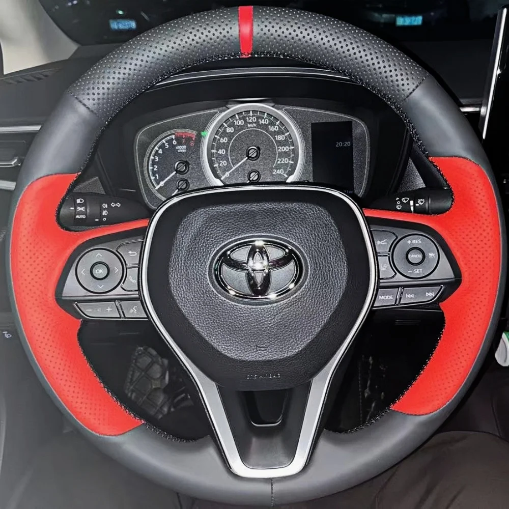 Benutzerdefinierte Auto Lenkrad Abdeckung Leder Für Toyota Corlla Camry Yaris Auris C-HR RAV4 Avant Lenkung Wrap Auto Zubehör