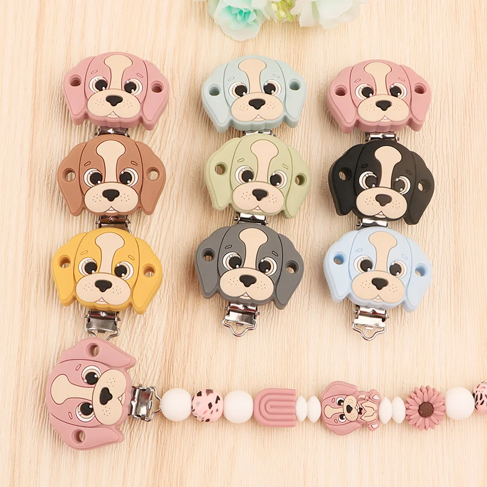 baby teething items elden ring Kovict Cute Puppy Dog Silicone Beads Silicone Teether Pacifier Clip Food Grade DIY Baby Pacifier Chain Accessories Baby Toys Baby Teething Items classic