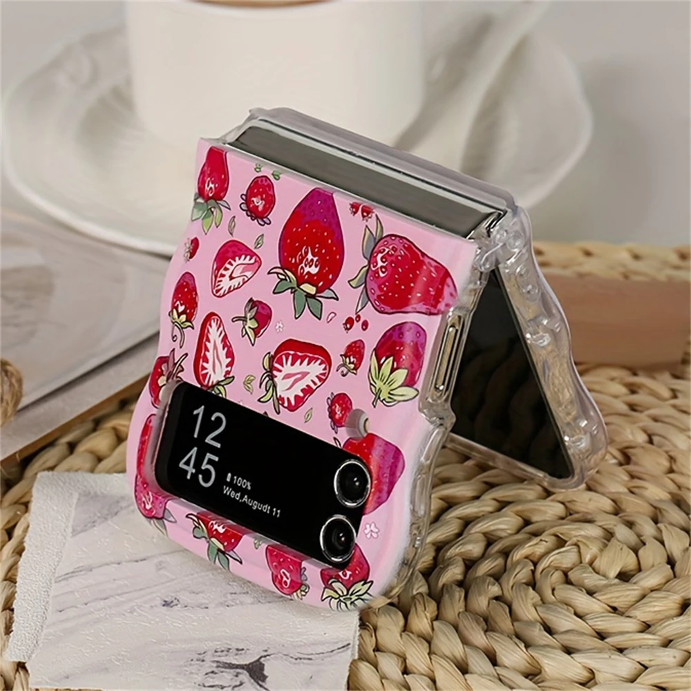 Cute Wave Shape Strawberry Pattern Airbag Back Cover Phone Case