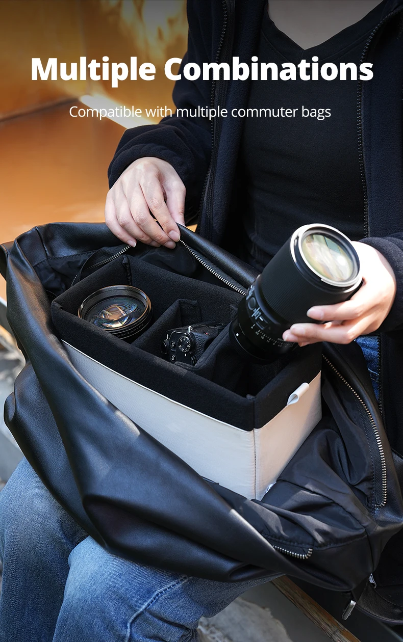Ambitful Liner Bag D1 Würfel-Kameratasche DIY Trennwände Gepolsterte Aufbewahrung Multifunktionale Tasche M L Größe Kapazität 5,2/5,8L für DSLR-Kamera – Detail 3